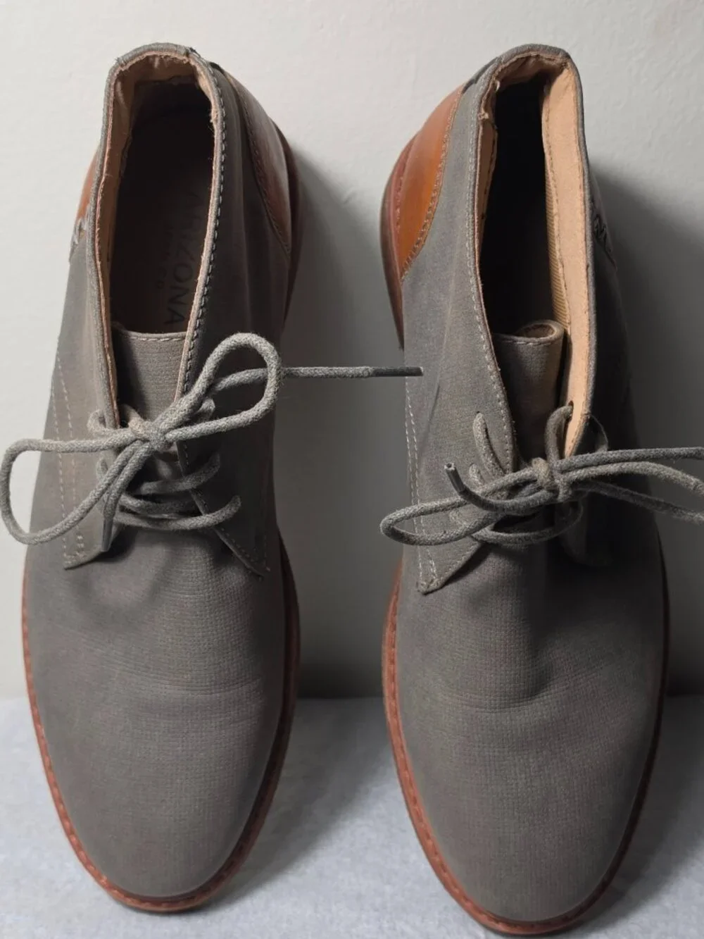 Arizona Jean Co Men's Grey Canvas Brown Leather Cap Chukka Boot Size 10 New